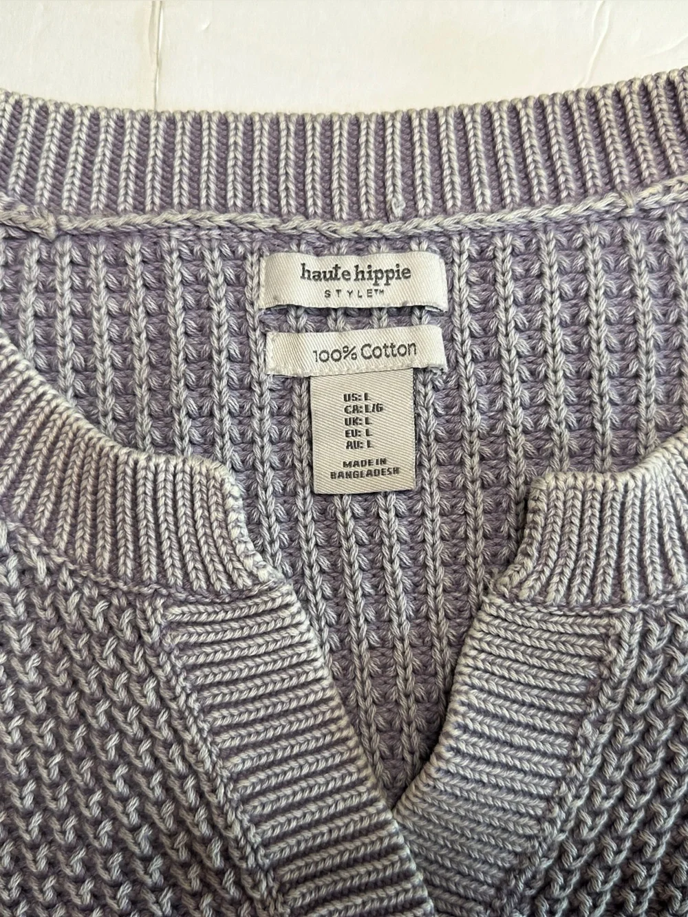Haute Hippie Cropped Heavy Knit Sweater Oversized Large